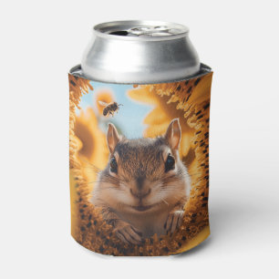 Nieuwsgierige Chipmunk gluren door gegeten zonnebl Blikjeskoeler