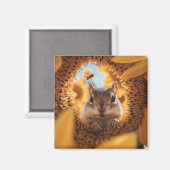 Nieuwsgierige Chipmunk gluren door gegeten zonnebl Magneet (Voorkant / Achterkant)