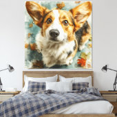Nieuwsgierige Corgi Herfstblik Canvas Afdruk (Insitu (Slaapkamer))