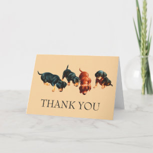 Nieuwsgierige Dachshond Puppies Vintage Weiner Hon Bedankkaart