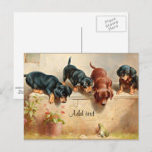 Nieuwsgierige Dachshund Puppies SJABLOON Briefkaart (Voorkant / Achterkant)