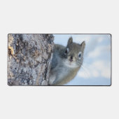 Nieuwsgierige eekhoorn, piekend uit een boom bureaumat (Voorkant)