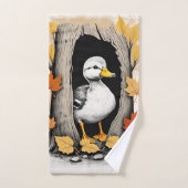 Nieuwsgierige eendjes en herfstbladeren Patroonont Bad Handdoek (Handdoek)
