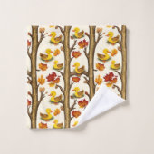 Nieuwsgierige eendjes en herfstbladeren Patroonont Bad Handdoek (Wasdoekje)