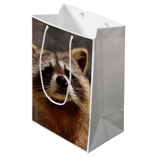 nieuwsgierige foto van Raccoon Medium Cadeauzakje (Voorkant Gekanteld)