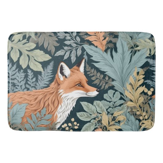 Nieuwsgierige Fox Fern laat William Morris inspire Badmat (Voorkant)