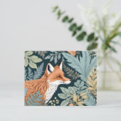 Nieuwsgierige Fox Fern laat William Morris inspire Briefkaart (Staand voorkant)