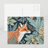 Nieuwsgierige Fox Fern laat William Morris inspire Briefkaart (Voorkant / Achterkant)