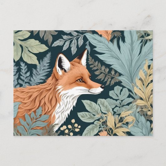 Nieuwsgierige Fox Fern laat William Morris inspire Briefkaart (Voorkant)