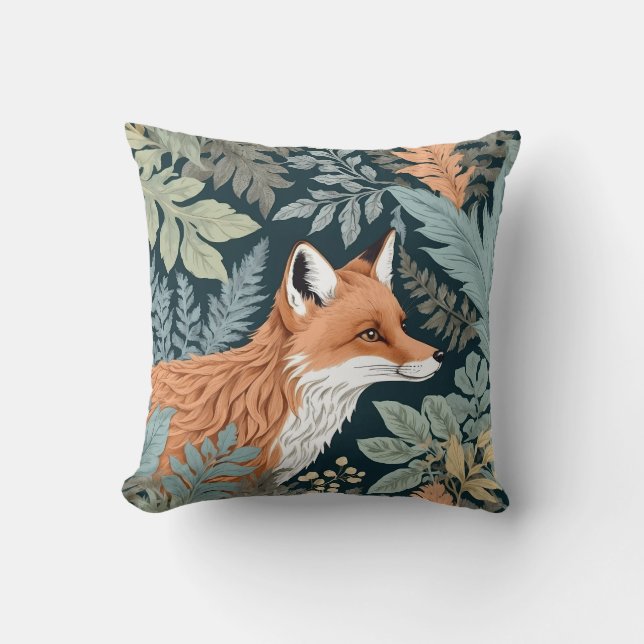 Nieuwsgierige Fox Fern laat William Morris inspire Kussen (Voorkant)