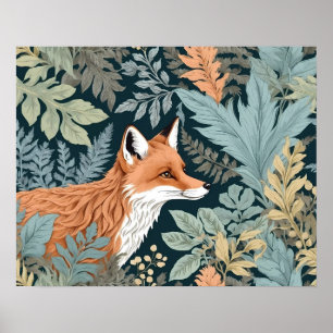 Nieuwsgierige Fox Fern laat William Morris inspire Poster