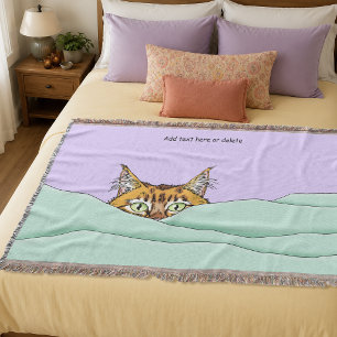 Nieuwsgierige Gember Peekaboo Kat Grappige Lavende Deken