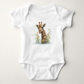 Nieuwsgierige Giraffe met bloemen Romper (Voorkant)