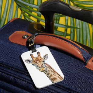 Nieuwsgierige Giraffe met Blue Confetti Sky Bagagelabel