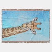 Nieuwsgierige Giraffe met Blue Confetti Sky Deken (Voorkant)