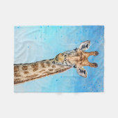 Nieuwsgierige Giraffe met Blue Confetti Sky Fleece Deken (Voorkant (Horizontaal))