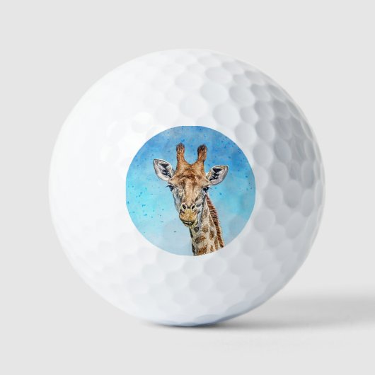 Nieuwsgierige Giraffe met Blue Confetti Sky Golfballen (Voorkant)