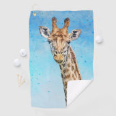 Nieuwsgierige Giraffe met Blue Confetti Sky Golfhanddoek (Insitu)