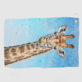 Nieuwsgierige Giraffe met Blue Confetti Sky Golfhanddoek (Horizontaal)