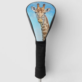 Nieuwsgierige Giraffe met Blue Confetti Sky Golfheadcover