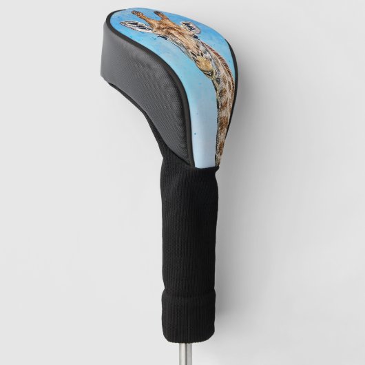 Nieuwsgierige Giraffe met Blue Confetti Sky Golfheadcover (Schuin)