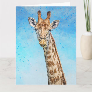 Nieuwsgierige Giraffe met Blue Confetti Sky Kaart
