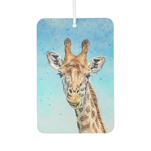 Nieuwsgierige Giraffe met Blue Confetti Sky Luchtverfrisser (Voorkant)