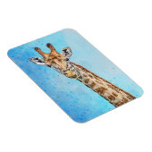 Nieuwsgierige Giraffe met Blue Confetti Sky Magneet (Rechterzijde)