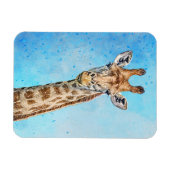Nieuwsgierige Giraffe met Blue Confetti Sky Magneet (Horizontaal)