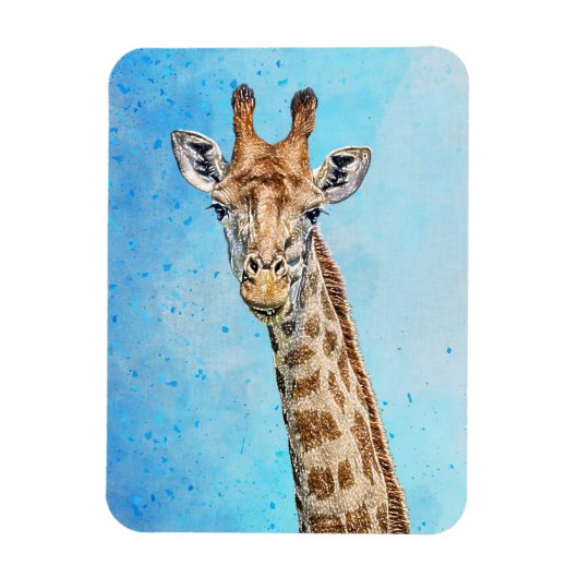 Nieuwsgierige Giraffe met Blue Confetti Sky Magneet (Verticaal)