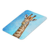 Nieuwsgierige Giraffe met Blue Confetti Sky Magneet (Linkerzijde)