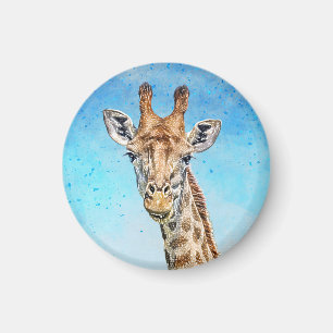 Nieuwsgierige Giraffe met Blue Confetti Sky Magneet