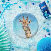 Nieuwsgierige Giraffe met Blue Confetti Sky Papieren Bordje (Feest)
