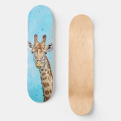 Nieuwsgierige Giraffe met Blue Confetti Sky Persoonlijk Skateboard (Voorkant)
