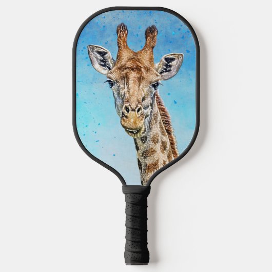 Nieuwsgierige Giraffe met Blue Confetti Sky Pickleball Paddle (Voorkant)