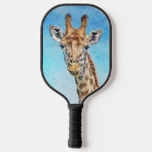 Nieuwsgierige Giraffe met Blue Confetti Sky Pickleball Paddle (Achterkant)