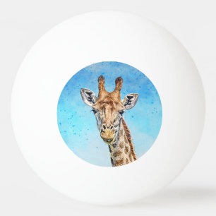 Nieuwsgierige Giraffe met Blue Confetti Sky Pingpongbal