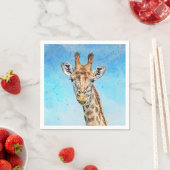 Nieuwsgierige Giraffe met Blue Confetti Sky Servet (Insitu)