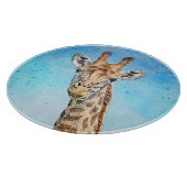 Nieuwsgierige Giraffe met Blue Confetti Sky Snijplank (Hoek)