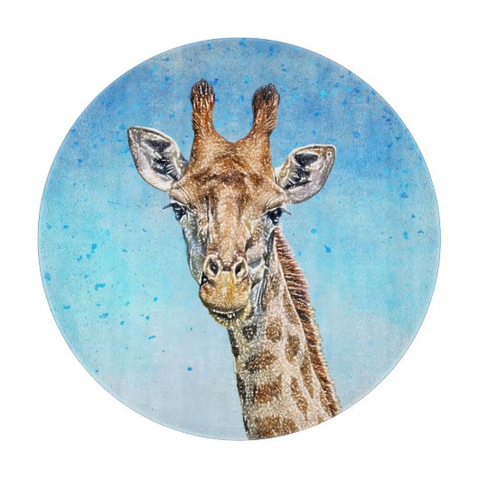 Nieuwsgierige Giraffe met Blue Confetti Sky Snijplank (Voorkant)