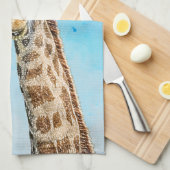 Nieuwsgierige Giraffe met Blue Confetti Sky Theedoek (Quarter Fold)