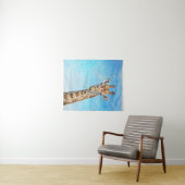 Nieuwsgierige Giraffe met Blue Confetti Sky Wandkleed (In Situ (horizontaal))
