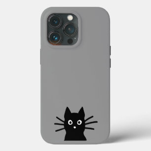 Nieuwsgierige glurende zwarte kitty kat Koel kat l iPhone 13 Pro Hoesje