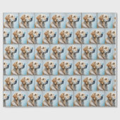 Nieuwsgierige Golden Retriever Cadeaupapier (Vlak)