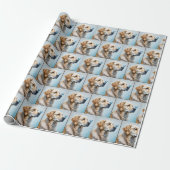 Nieuwsgierige Golden Retriever Cadeaupapier (Uitgerold)