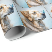 Nieuwsgierige Golden Retriever Cadeaupapier (Rol Hoek)