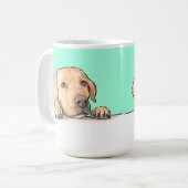 nieuwsgierige hond koffiemok (Voorkant links)