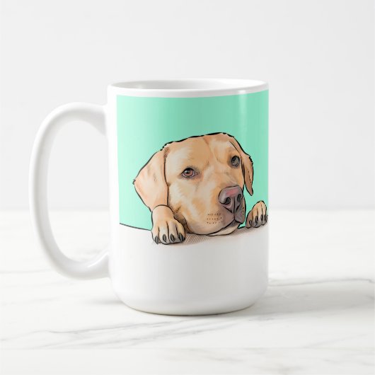 nieuwsgierige hond koffiemok (Links)