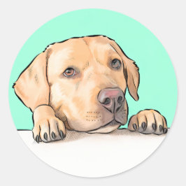 nieuwsgierige hond ronde sticker
