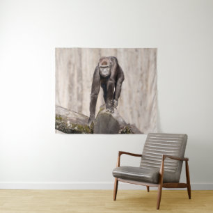 Nieuwsgierige jonge gorilla wandkleed